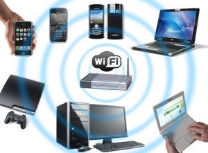 Internet WI-Fi logo and all the Wi-Fi enabled devices