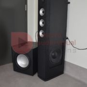 Left speaker and subwoofer