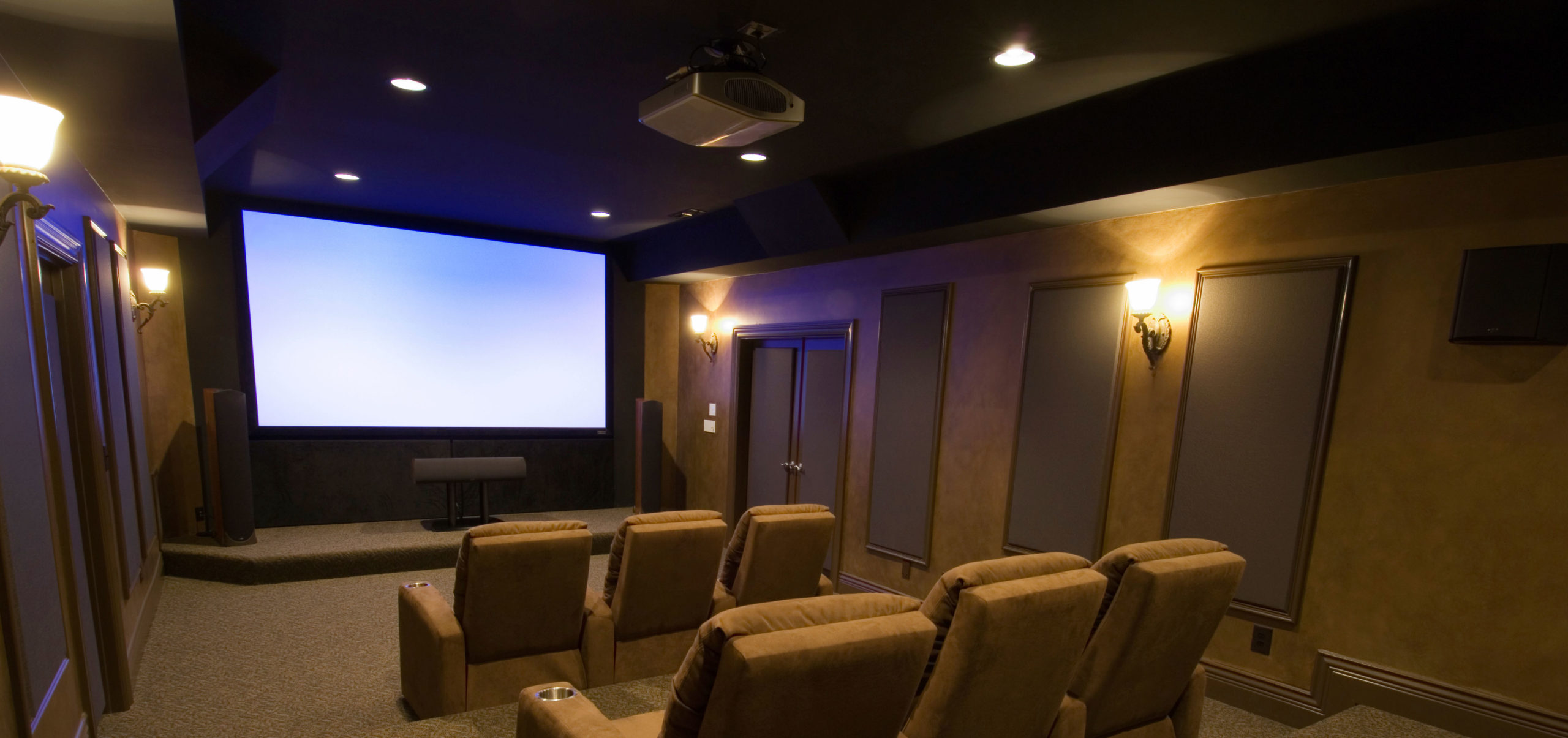 Home theatre system with teared seating